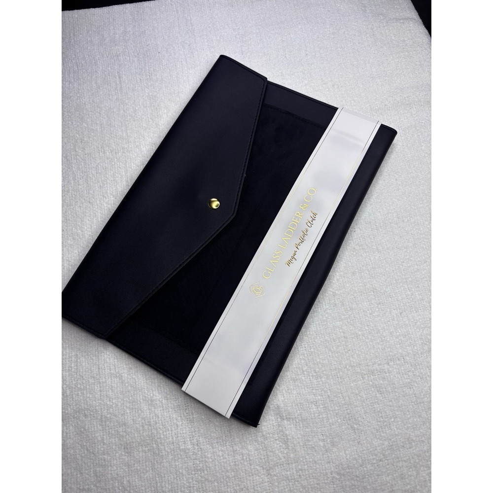 Glass Ladder & Co. Megan Portfolio Clutch in Black - Brand new - Vegan leather